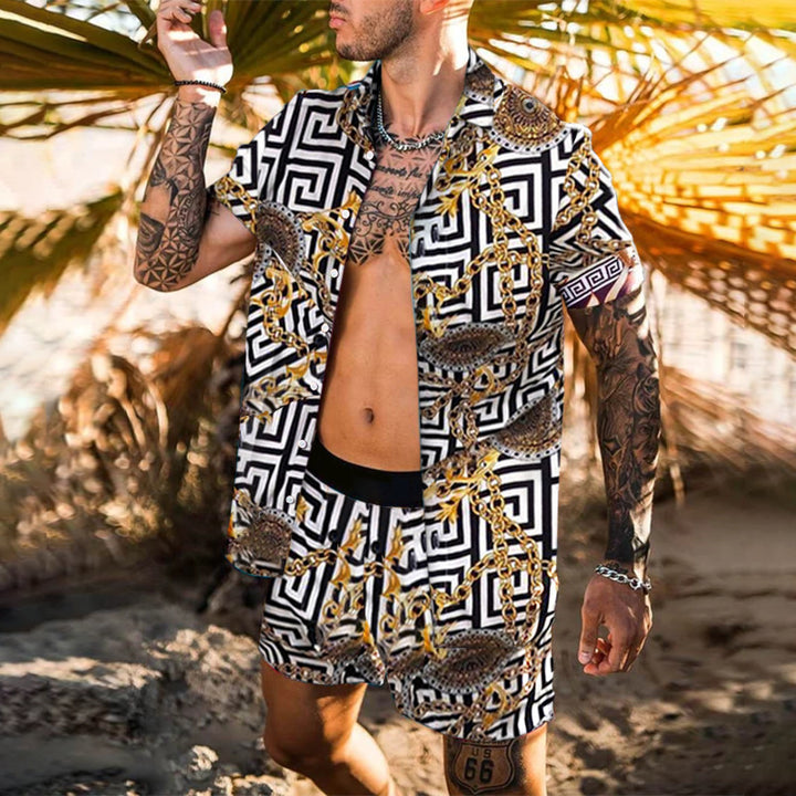 Stylisches Kurzarm-Matching-Set für Herren Aliams