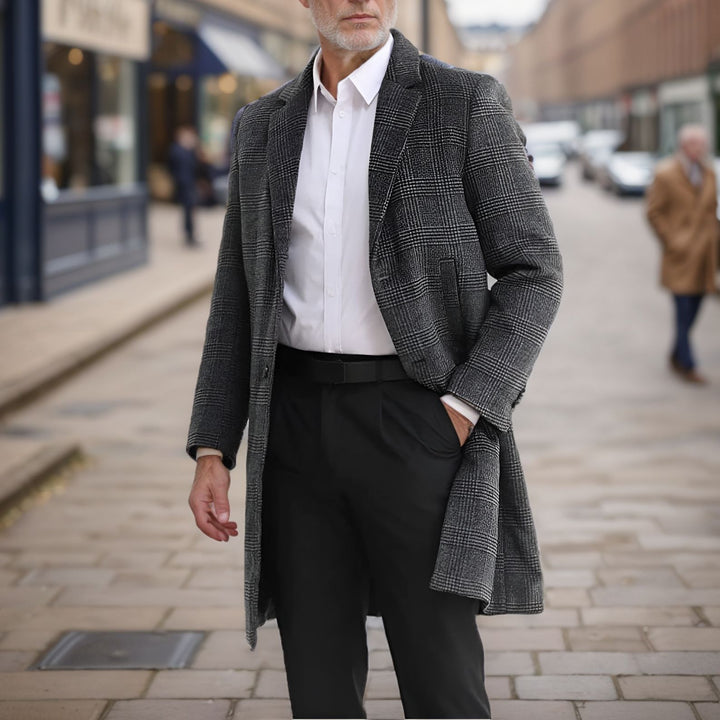 Herren Eleganter Karomantel mit wärmender Innenauskleidung Aliams
