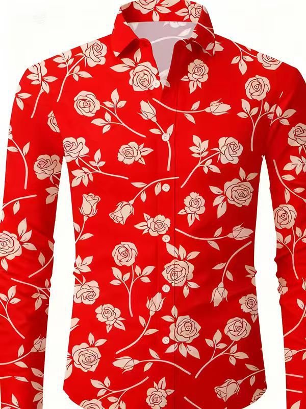 Herren Bluse mit floralem Design Aliams