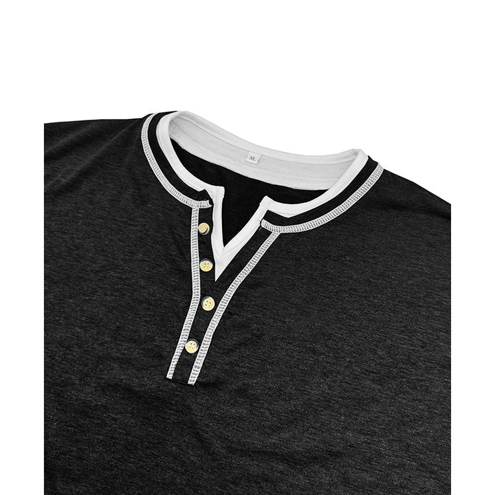 Herren Kurzarm-Henley-Shirt mit edler Knopfleiste und bequemen Schnitt Aliams