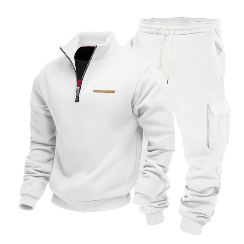 Herren Sportliches Freizeitanzug-Set mit hohem Kragen und praktischen Taschen Aliams