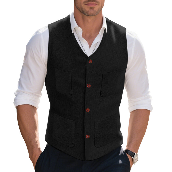 Herren elegante Weste aus hochwertigem Wollmix mit praktischen Taschen und Knopfdetails Aliams