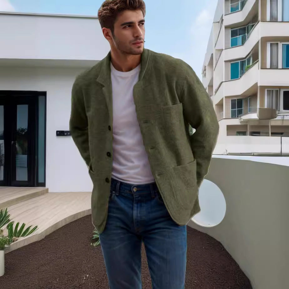 Herren Übergangsjacke aus hochwertigem Material mit stilvollem Kragen und praktischen Taschen Aliams