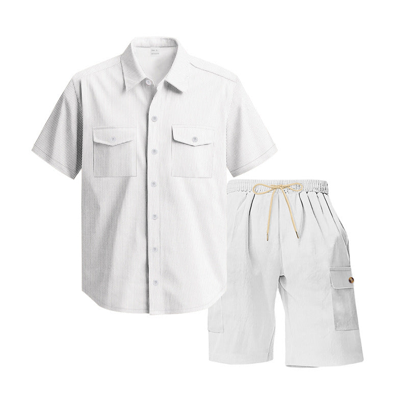 Herren komfortables Freizeitoutfit mit Kurzarmhemd und lockeren Shorts Aliams