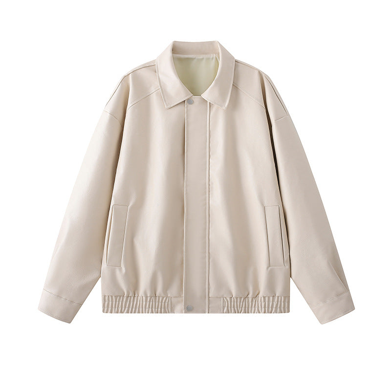 Herren elegante Kunstlederjacke mit elastischem Bund Aliams