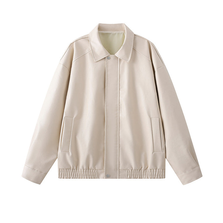 Herren elegante Kunstlederjacke mit elastischem Bund Aliams