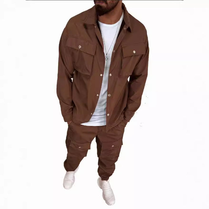 Herren Cargo-Hemd- und Hose-Set mit praktischen Taschen und modischem Schnitt Aliams