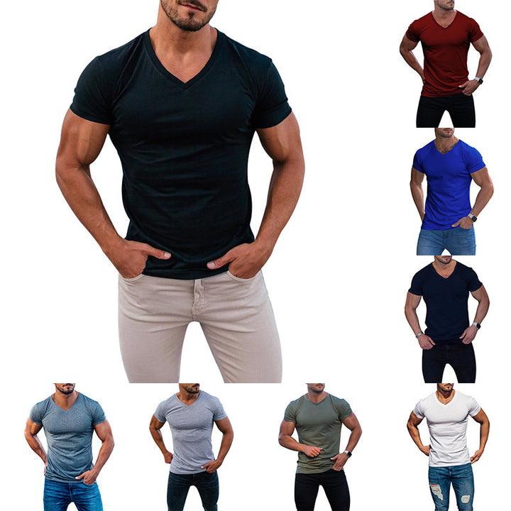 Herren V-Ausschnitt T-Shirt aus weichem Baumwollmix Aliams