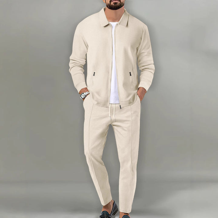 Herren sportliches Set mit strukturierter Jacke und elastischen Jogginghosen Aliams