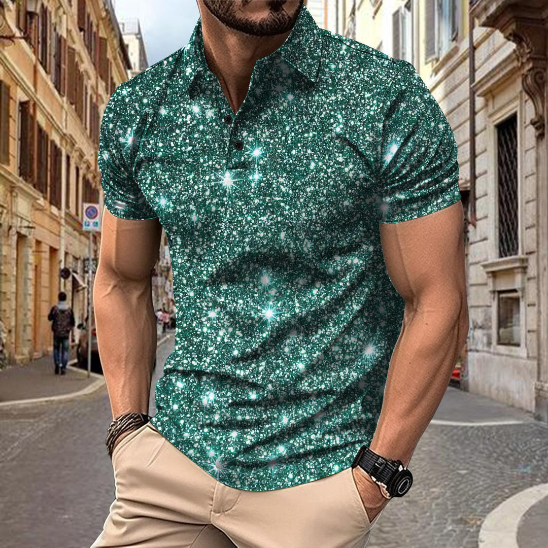 Herren Poloshirt mit schimmerndem Sternen-Design und hochwertigem Baumwollmix Aliams