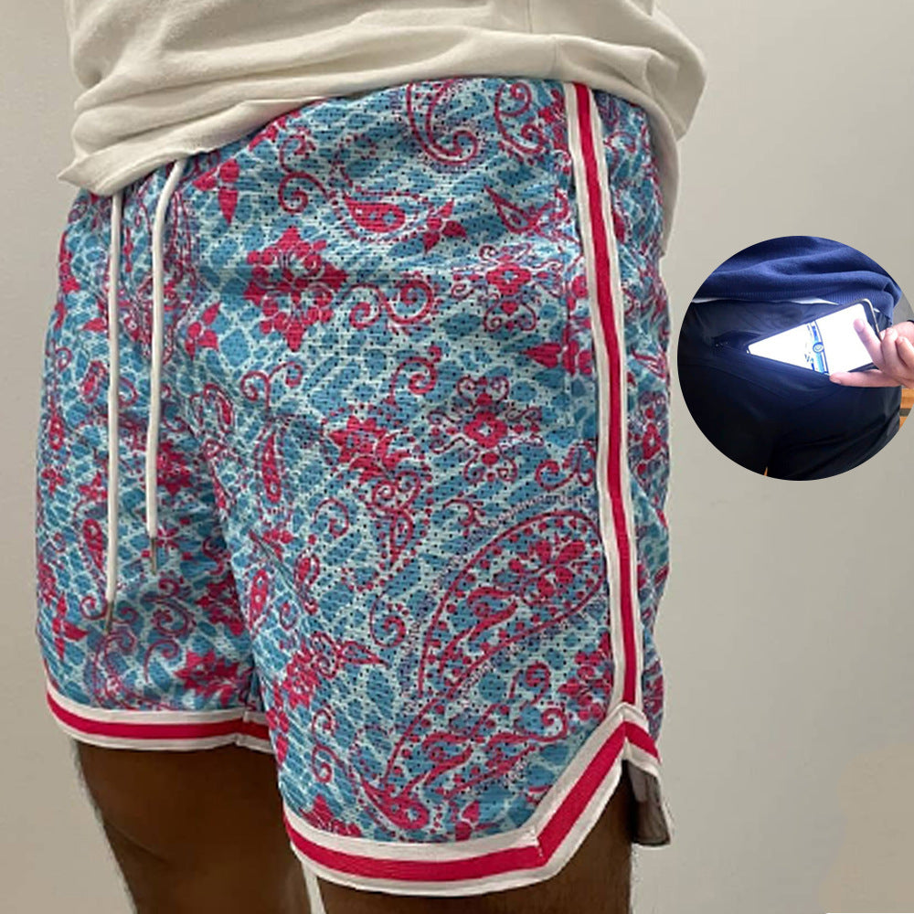 Herren Sportliche Badeshorts mit modischem Paisleymuster und elastischem Bund Aliams