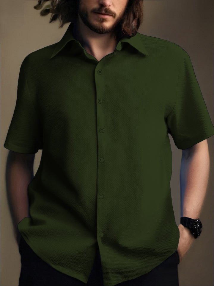 Herren Kurzarm-Hemd mit strukturiertem Gewebe und modernen Details Aliams