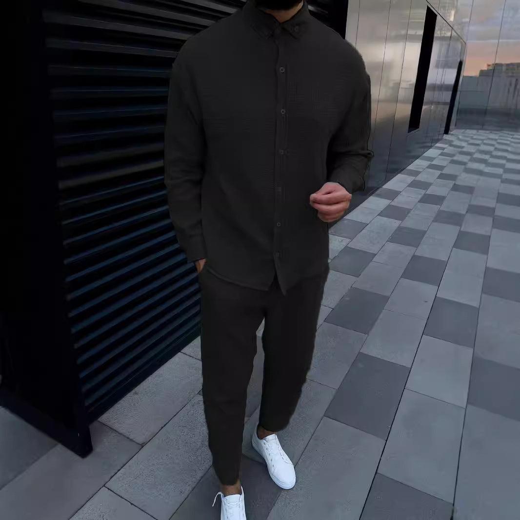 Herren elegantes langärmliges Hemd mit strukturiertem Design Aliams