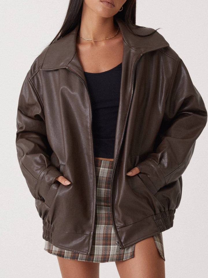 Lederjacke mit Reißverschluss