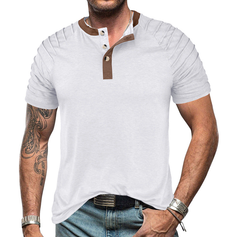 Herren Kurzarm-Henley-Shirt mit eleganter Knopfleiste und modischen Akzenten Aliams