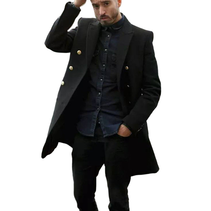 Herren eleganter, modischer Mantel mit doppelter Knopfreihe und edlen Details Aliams
