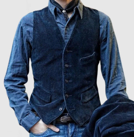 Herren Weste aus weichem Cord mit klassischem Schnitt und praktischen Taschen Aliams