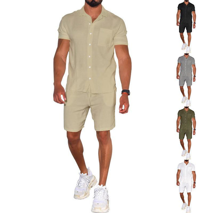 Herren modernes Freizeit-Set aus kurzärmligem Hemd und Shorts Aliams
