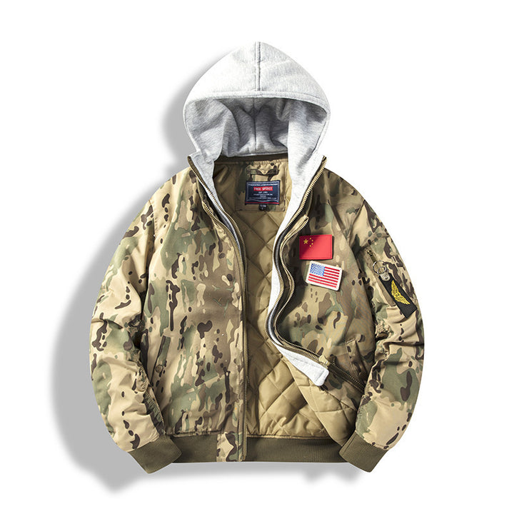 Herren funktionale Bomberjacke mit abnehmbarer Kapuze Aliams