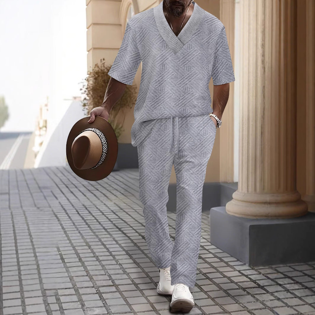 Herren Set mit modernem V-Ausschnitt und elastischem Bund Aliams