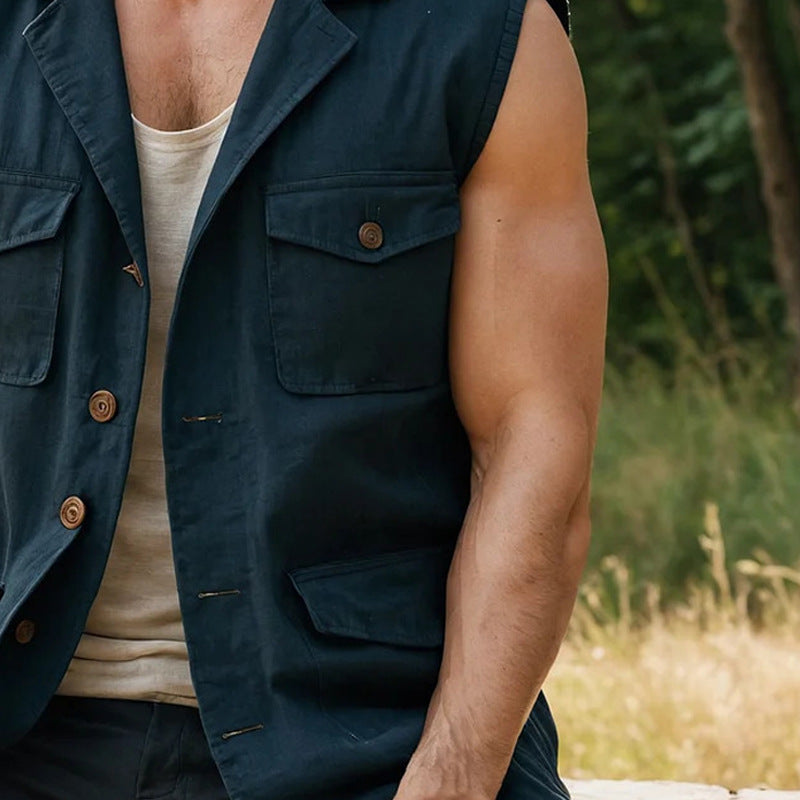 Herren praktische Outdoor-Weste mit vielseitigen Taschen Aliams