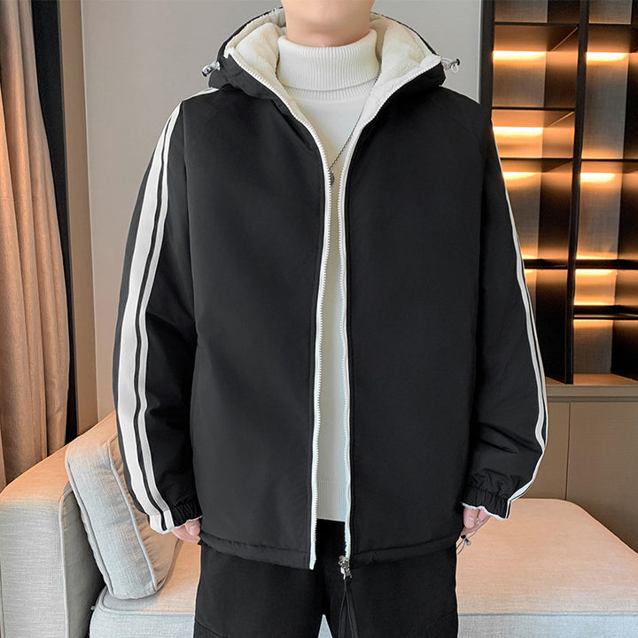 Herren isolierte Outdoor-Jacke mit abnehmbarer Kapuze und weicher Innenschicht Aliams