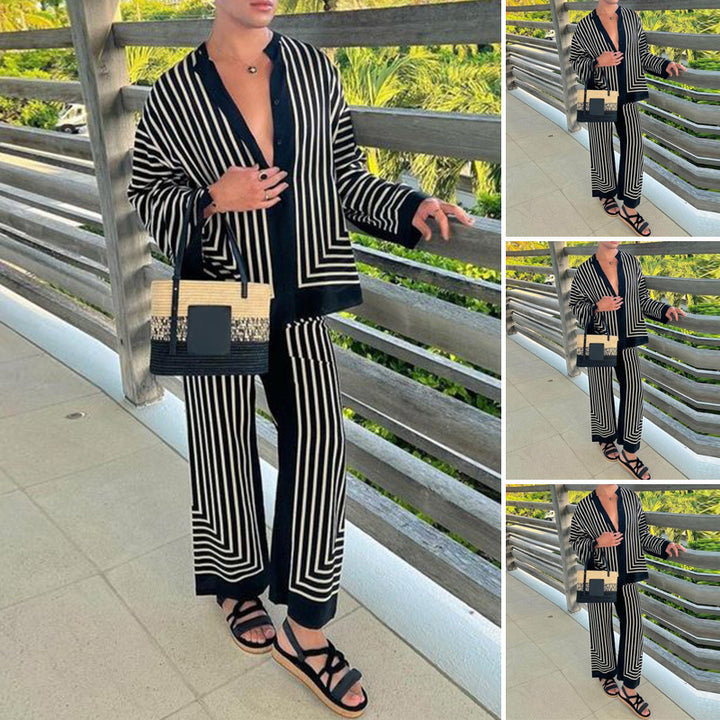 Damen Modernes Freizeit-Set mit geometrischem Muster Aliams