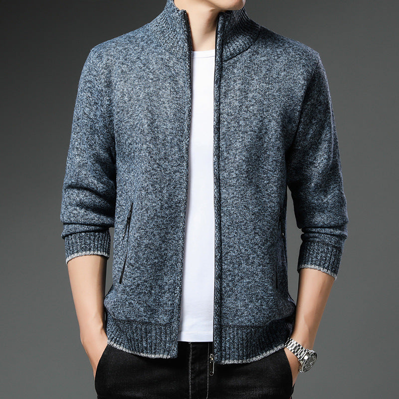 Herren Fleecejacke mit hochgeschlossenem Kragen und praktischen Reißverschlusstaschen Aliams