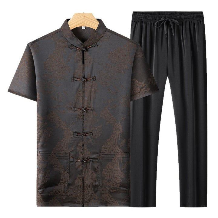 Herren Kurzarmhemd mit asiatischem Kunstmuster Aliams