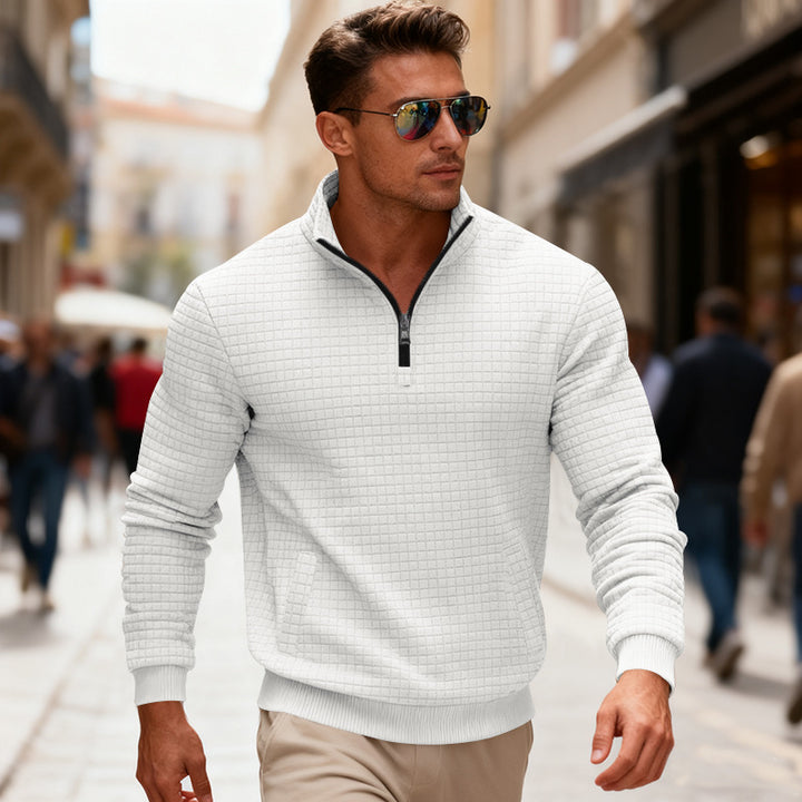 Herren Fleece-Pullover mit hohem Kragen und praktischem Reißverschluss Aliams