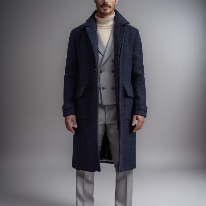 Herren Eleganter und zeitloser Wool-Langmantel Aliams