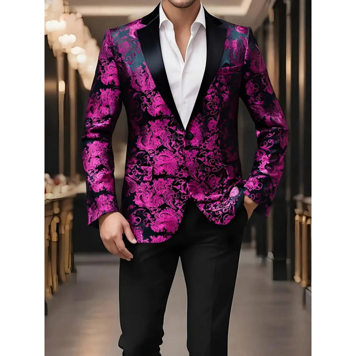 Herren eleganter Smokingblazer mit luxuriösem floralem Jacquard-Muster Aliams