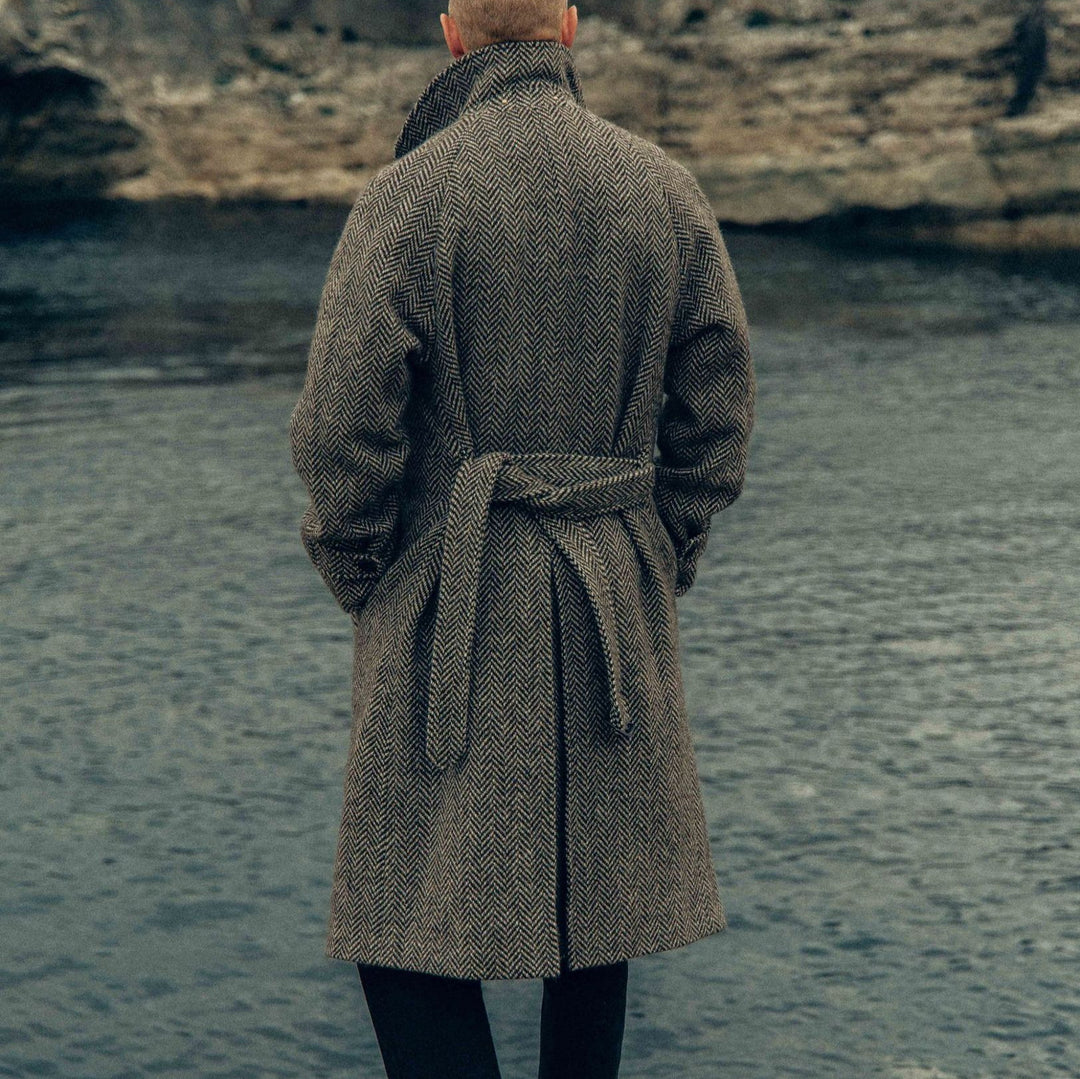 Herren Eleganter Hahnentritt Wollmantel Aliams