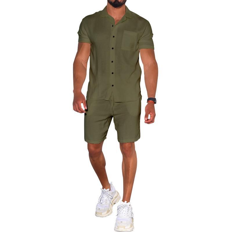 Herren modernes Freizeit-Set aus kurzärmligem Hemd und Shorts Aliams