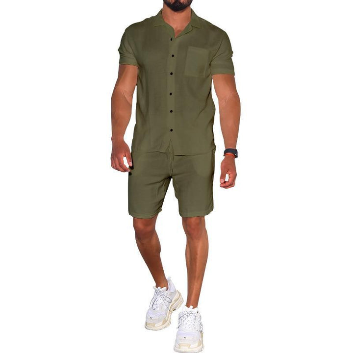 Herren modernes Freizeit-Set aus kurzärmligem Hemd und Shorts Aliams