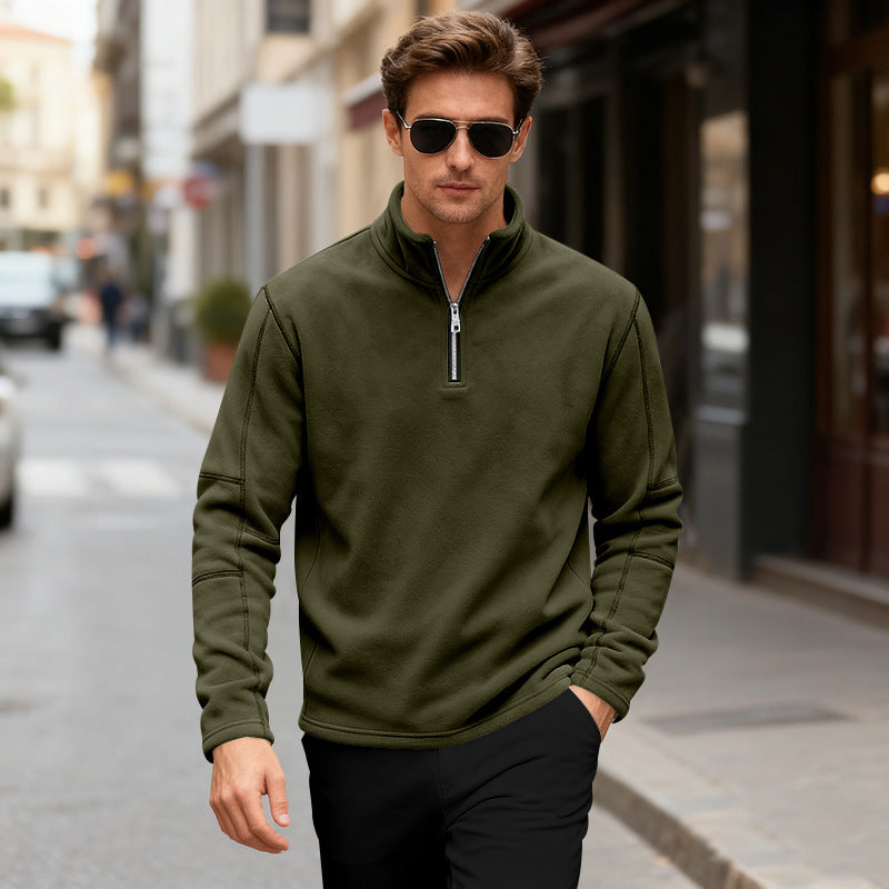 Herren Fleece-Pullover mit kurzer Reißverschlussöffnung Aliams