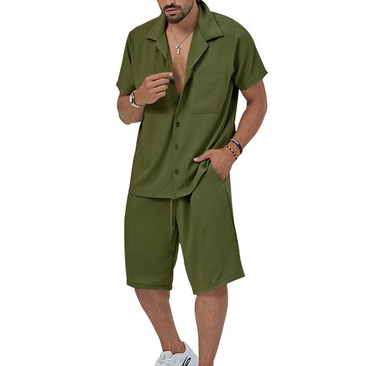 Herren Sommerliches Freizeit-Set mit Kurzarmhemd und lässigen Shorts Aliams