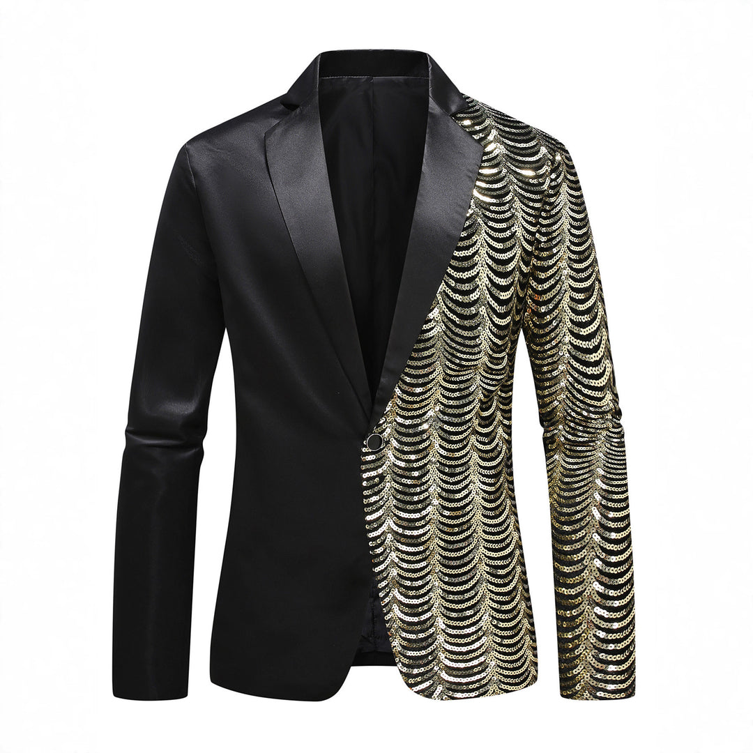 Herren eleganter Glitzerblazer mit asymmetrischem Design Aliams