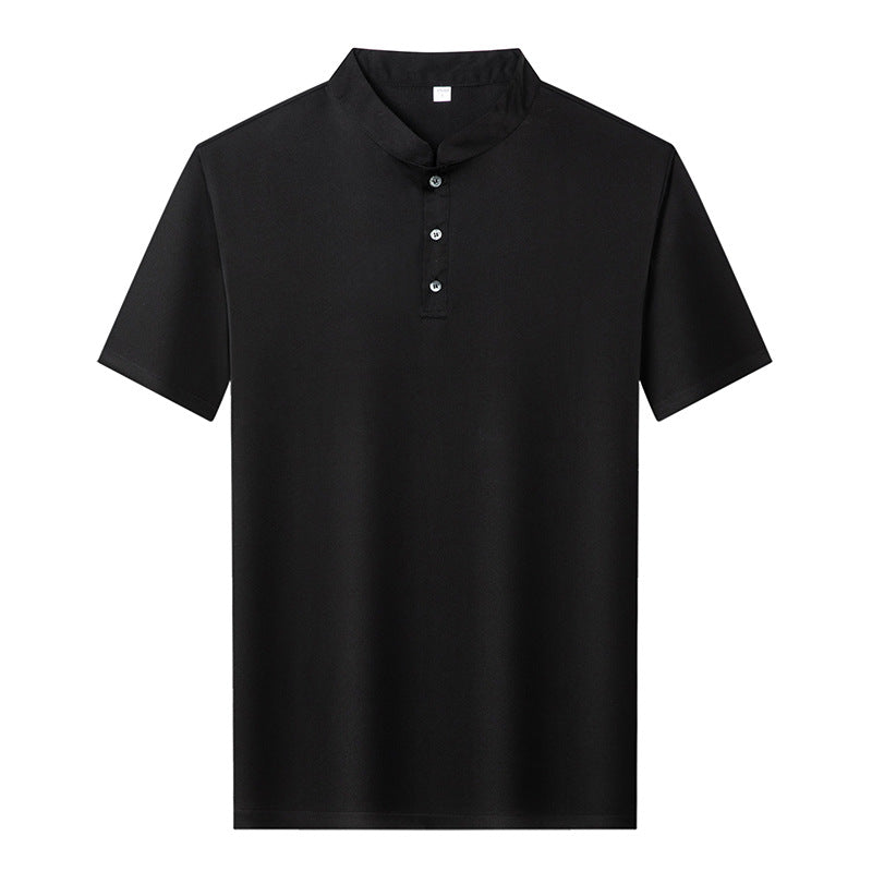 Herren Kurzarm Hemd im modernen Stehkragen-Stil Aliams