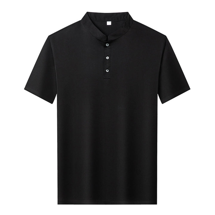 Herren Kurzarm Hemd im modernen Stehkragen-Stil Aliams