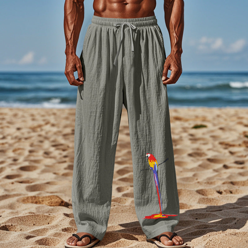 Herren Strandhose aus leichtem, atmungsaktivem Gewebe mit buntem Print Aliams