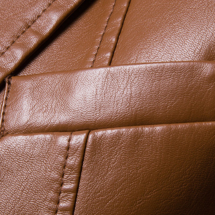 Herren edler Kunstleder-Blazer mit modernem Schnitt und praktischen Taschen Aliams