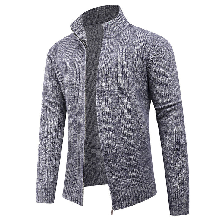 Herren Freizeit Strickjacke mit hohem Kragen und modernem Zipper Aliams