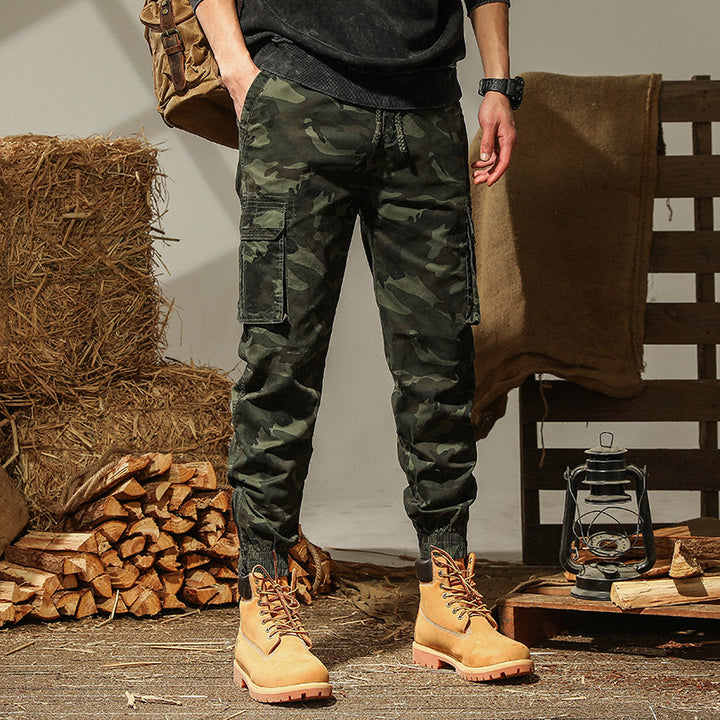 Herren Cargohose im modernen Camouflage-Design mit elastischem Bund und praktischen Taschen Aliams