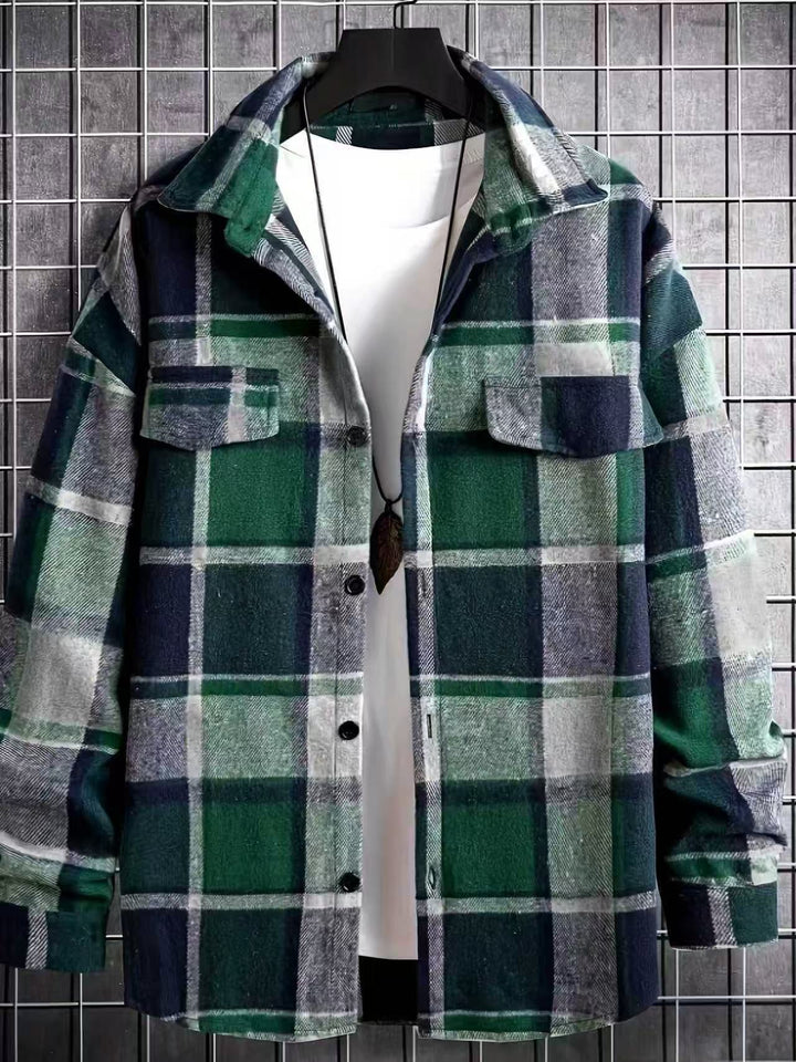 Herren Flanell-Hemdjacke mit schickem Karomuster und praktischen Brusttaschen Aliams