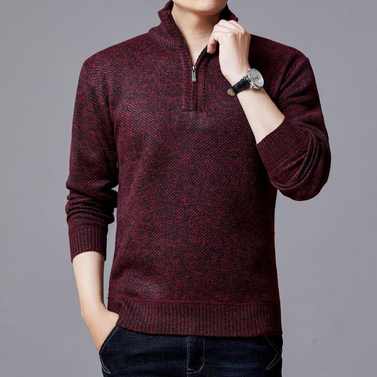 Herren Strickpullover mit modernem Stehkragen und strukturierter Oberfläche Aliams