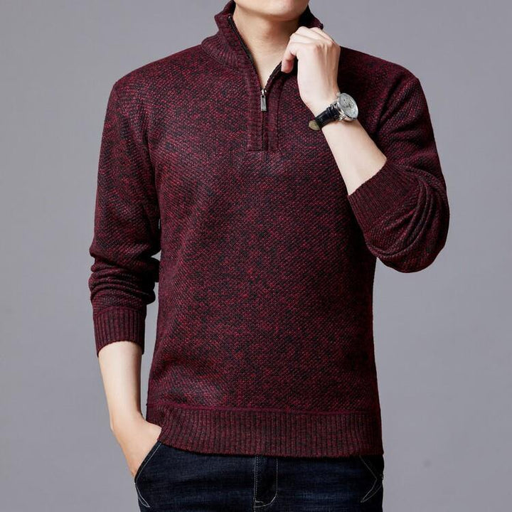 Herren Strickpullover mit modernem Stehkragen und strukturierter Oberfläche Aliams