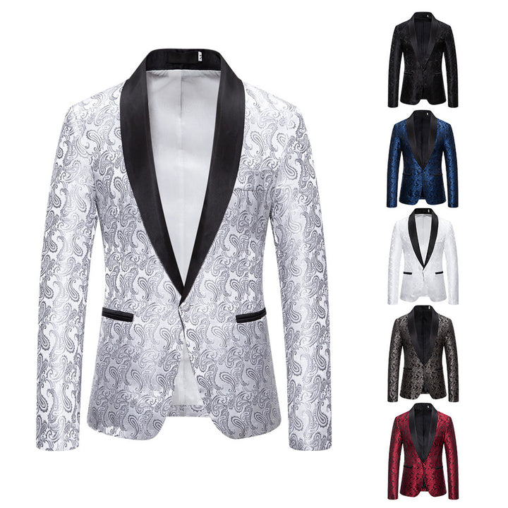 Herren eleganter Smoking-Blazer mit Paisleymuster und satinierter Verfeinerung Aliams