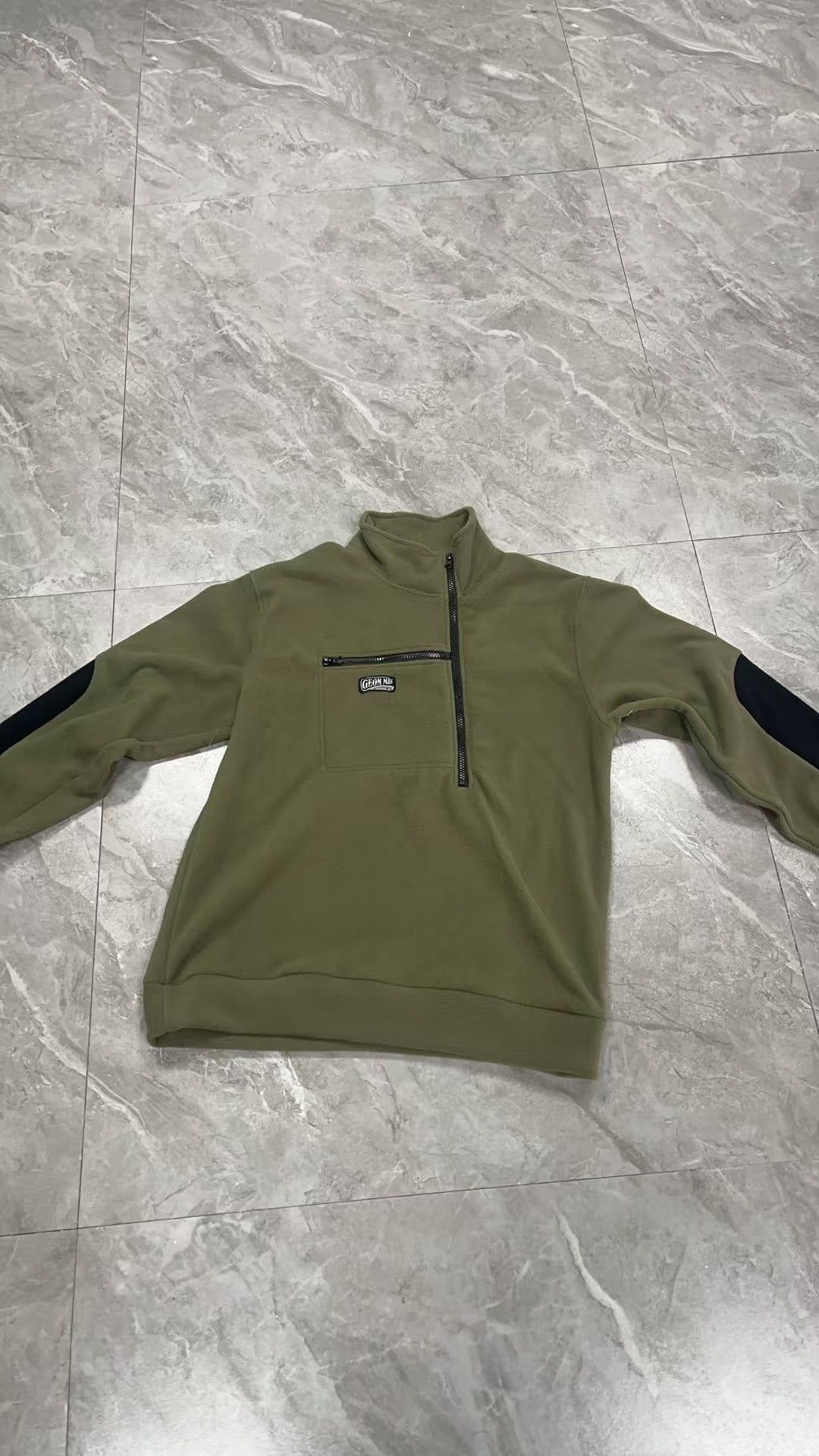 Herren Fleece-Pullover mit dickem Kragen und praktischer Brusttasche Aliams