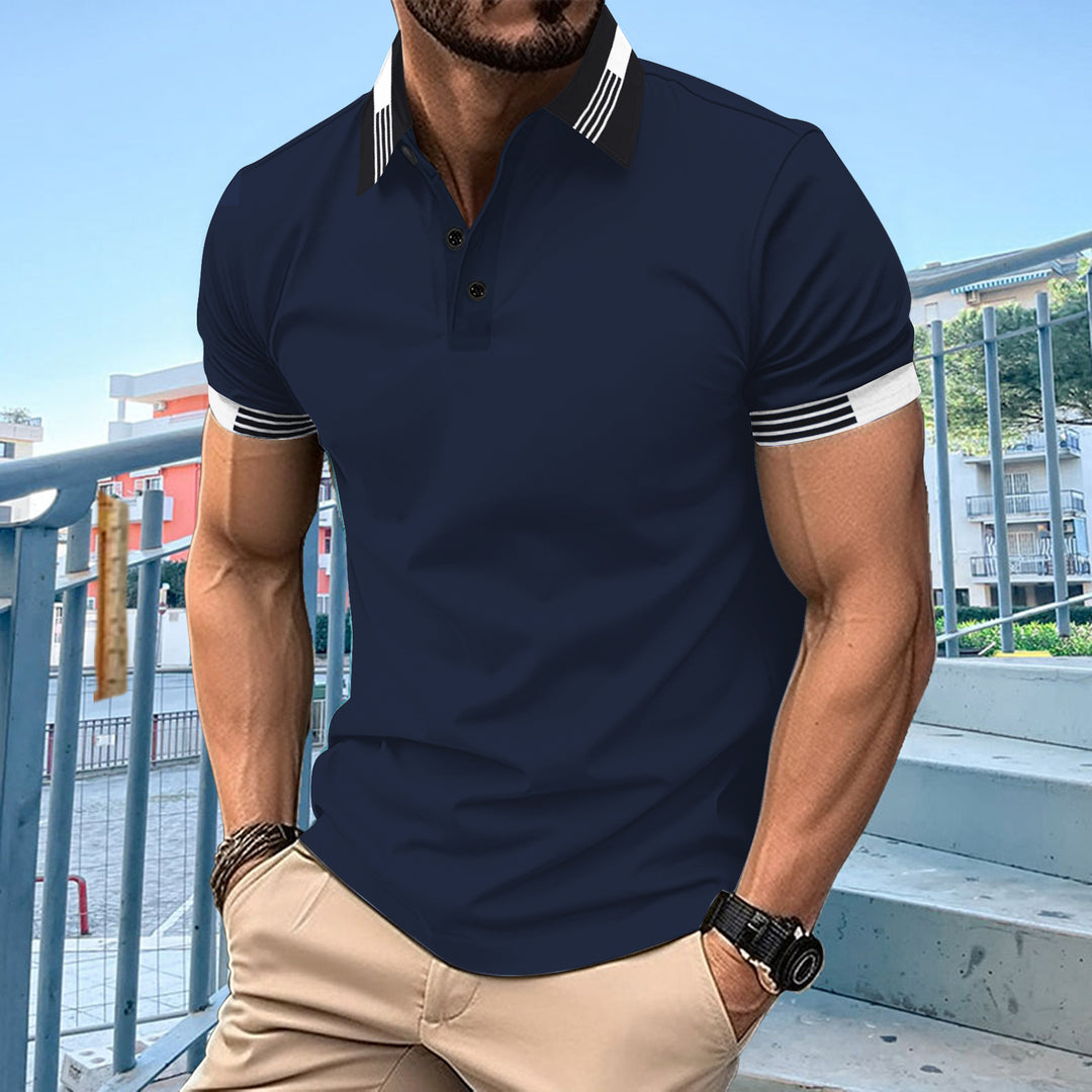 Stylisches Kurzarm-Polohemd für Herren mit Kontrastbesatz Aliams